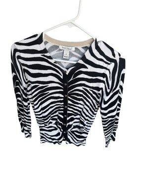 White House Black Market Zebra Print Cardigan | Size Small | Snap Front
